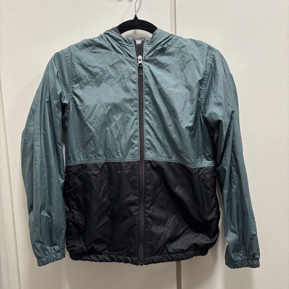 Columbia Kids Youth Sz Medium Blue Rain Jacket Fleece Lined